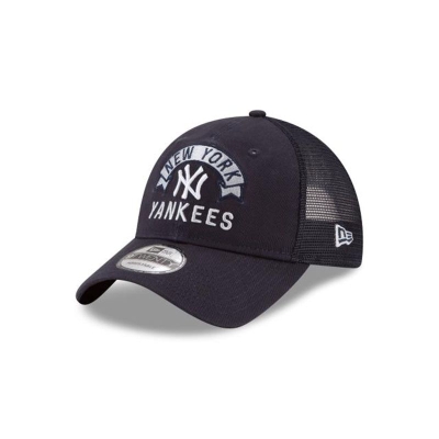 Blue New York Yankees Hat - New Era MLB Stacked Classic 9TWENTY Adjustable Caps USA1860953